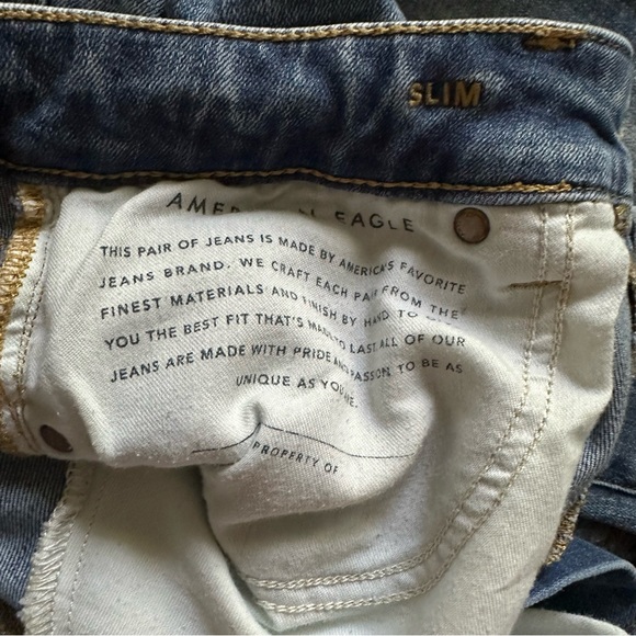 American Eagle Outfitters Blue Slim Jeans Distressed - Picture 6 of 13